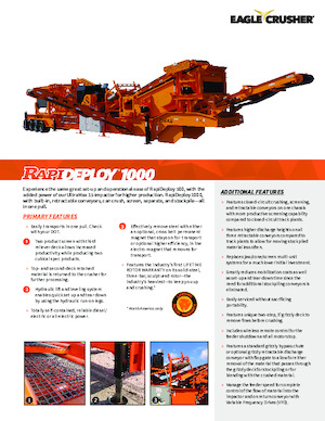 Postrojenja za reciklažu ruševina Eagle Crusher RapiDeploy 1000
