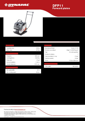 Jednosmjerni vibracioni nabijači ploča Dynapac DFP11