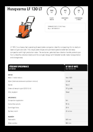 Jednosmjerni vibracioni nabijači ploča Husqvarna LF 130 LT