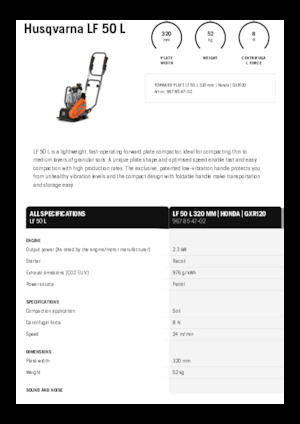 Jednosmjerni vibracioni nabijači ploča Husqvarna LF 50 L