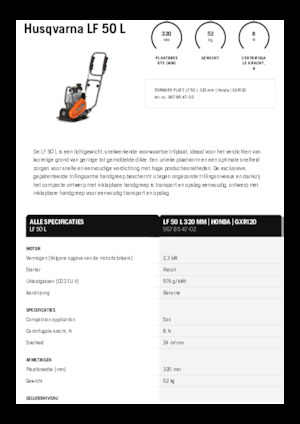 Jednosmjerni vibracioni nabijači ploča Husqvarna LF 50 L