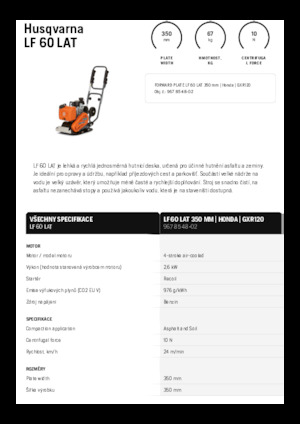 Jednosmjerni vibracioni nabijači ploča Husqvarna LF 60 LAT