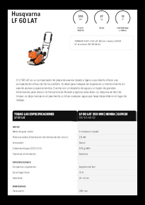 Jednosmjerni vibracioni nabijači ploča Husqvarna LF 60 LAT