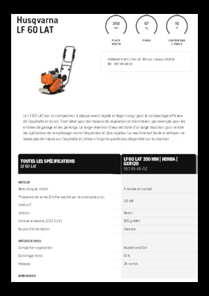 Jednosmjerni vibracioni nabijači ploča Husqvarna LF 60 LAT