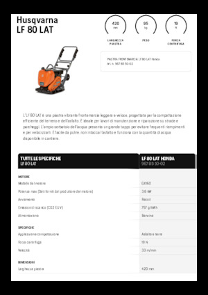 Jednosmjerni vibracioni nabijači ploča Husqvarna LF 80 LAT