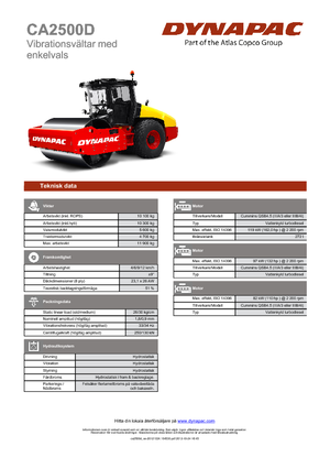 Valjci s jednim bubnjem Dynapac CA 2500 D