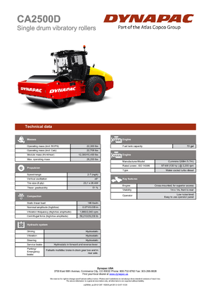 Valjci s jednim bubnjem Dynapac CA 2500 D