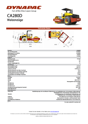 Valjci s jednim bubnjem Dynapac CA 280 D
