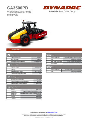 Valjci s jednim bubnjem Dynapac CA 3500 PD