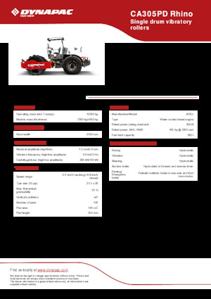 Valjci s jednim bubnjem Dynapac CA305PD Rhino