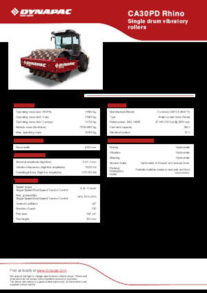 Valjci s jednim bubnjem Dynapac CA30PD Rhino