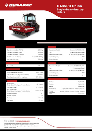 Valjci s jednim bubnjem Dynapac CA35PD Rhino