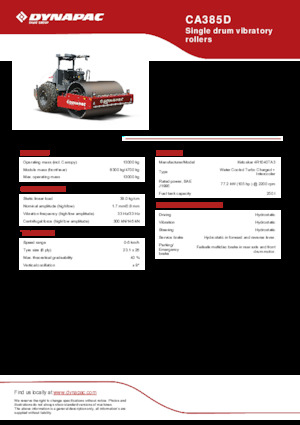 Valjci s jednim bubnjem Dynapac CA385D