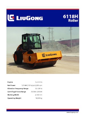 Valjci s jednim bubnjem Liugong 6118H