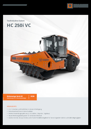 Valjci s jednim bubnjem Hamm HC 250i VC