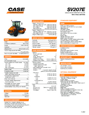 Valjci s jednim bubnjem Case SV207E