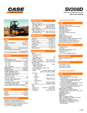 Valjci s jednim bubnjem Case SV208D