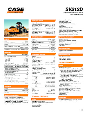 Valjci s jednim bubnjem Case SV212D