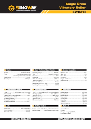 Valjci s jednim bubnjem Sinoway SWR218