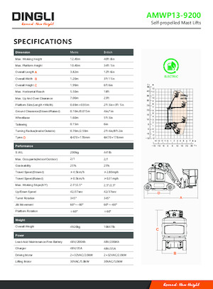Vertikalna podizna platforma s jednim jarbolom Dingli AMWP13-9200