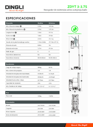 Vertikalna podizna platforma s jednim jarbolom Dingli ZDYT3-3.7S