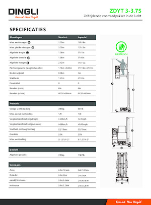 Vertikalna podizna platforma s jednim jarbolom Dingli ZDYT3-3.7S