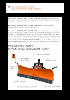 Snježni plugovi s okretnim preklopima Pronar PUV 1500M