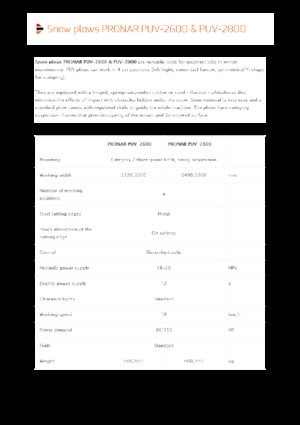 Snježni plugovi s okretnim preklopima Pronar PUV 2800