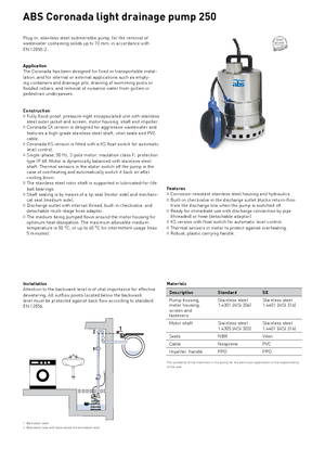 Kanalizacijske pumpe ABS-Pumpen Coronada 250 W