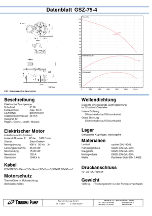 Kanalizacijske pumpe Tsurumi-Pumpen GSZ75-4