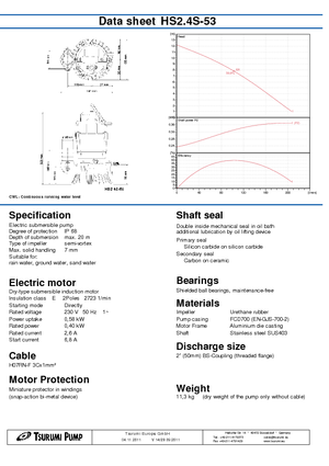 Kanalizacijske pumpe Tsurumi-Pumpen HSA2.4S