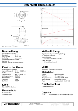 Kanalizacijske pumpe Tsurumi-Pumpen HSD2.55S