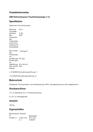 Kanalizacijske pumpe ABS-Pumpen J 12 D