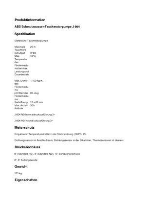 Kanalizacijske pumpe ABS-Pumpen J 604 HD