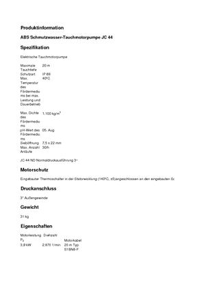 Kanalizacijske pumpe ABS-Pumpen JC 34 HD