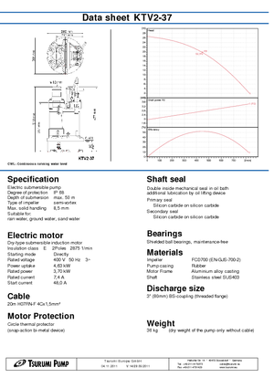Kanalizacijske pumpe Tsurumi-Pumpen KTV2-37