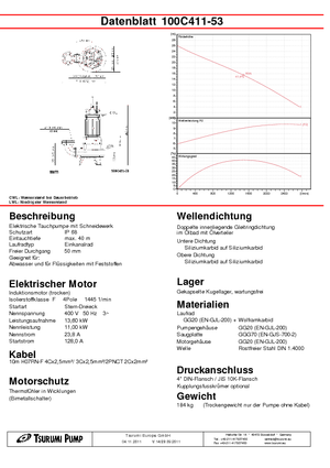 Pumpe za otpadne vode Tsurumi-Pumpen 100C411