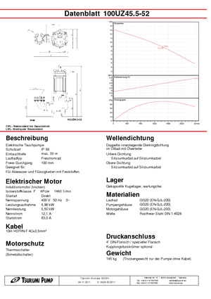 Pumpe za otpadne vode Tsurumi-Pumpen 100UZ45.5