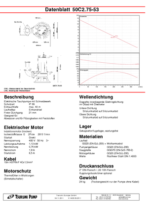 Pumpe za otpadne vode Tsurumi-Pumpen 50C2.75