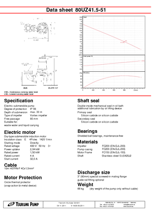 Pumpe za otpadne vode Tsurumi-Pumpen 80UZ41.5