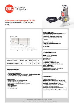 Pumpe za otpadne vode Mast-Pumpen ATP 10 L