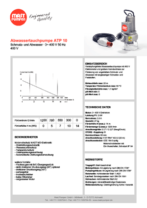 Pumpe za otpadne vode Mast-Pumpen ATP 10
