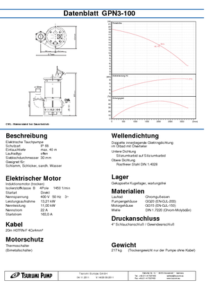 Pumpe za otpadne vode Tsurumi-Pumpen GPN411