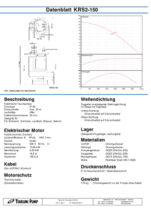 Pumpe za otpadne vode Tsurumi-Pumpen KRS2-150