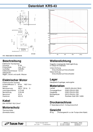 Pumpe za otpadne vode Tsurumi-Pumpen KRS-43
