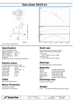 Pumpe za otpadne vode Tsurumi-Pumpen NKZ3-C3