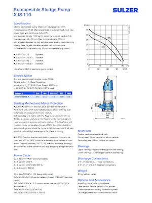 Pumpe za otpadne vode Sulzer XJS 110 D-195