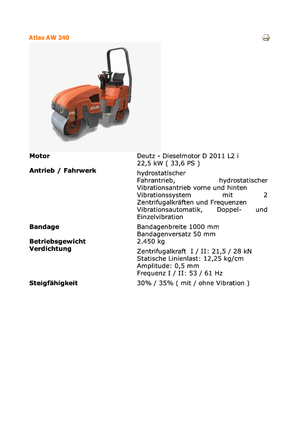 Tandem vibracijski valjci Atlas AW 240
