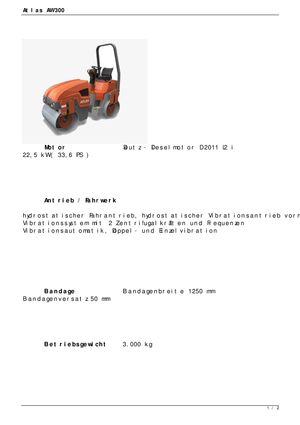 Tandem vibracijski valjci Atlas AW 300