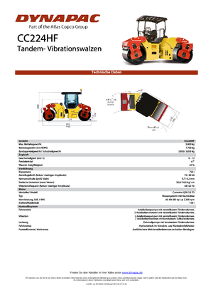Tandem vibracijski valjci Dynapac CC 224 HF